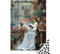 Donna Lettura Libro_1 Set Di Puzzle Da 1000 Pezzi Per La Famiglia, Cartone Resistente Riciclato, Arredamento Interno, Svago Indoor, Gioco Di Sfida Mentale 52x38cm/1000pcs