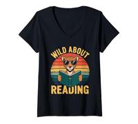 Donna Lettura Tshirt Bookworm Reader Biblioteca per Bambini Maglietta con Collo a V