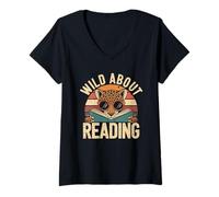 Donna Lettura Tshirt Bookworm Reader Biblioteca per Bambini Maglietta con Collo a V