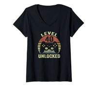 Donna Level 40 Unlocked 40 anni, regalo per uomo e donna Maglietta con Collo a V