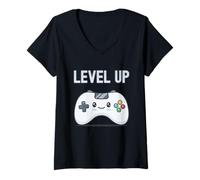 Donna Level Up Kawaii Controller Videogiochi Giocatore Maglietta con Collo a V