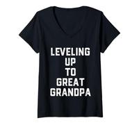 Donna Leveling Up To Great Grandpa Expecting Great Grandfather Maglietta con Collo a V