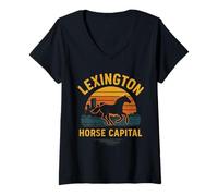 Donna Lexington - Camicia da Cavallo Sunset Capital Bluegrass KY Pride Maglietta con Collo a V