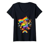 Donna LGBTQ Rainbow Pride Parade Cartone Animato Kawaii Maglietta con Collo a V