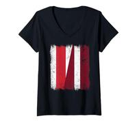 Donna Libero Bielorussia Lettonia Mezza Bandiera Bielorussa Lettone Patrimonio Maglietta con Collo a V
