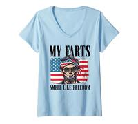 Donna Libertà Bandiera Americana 4 Luglio Indipendenza Abe Lincoln Maglietta con Collo a V