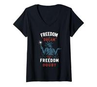 Donna Liberta di Sognare Design Patriottico Maglietta con Collo a V