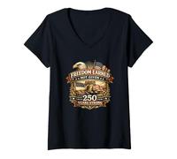 Donna libertà guadagnata Non Data 250 Anni Strong Patriotic Eagle US Maglietta con Collo a V
