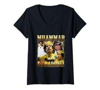Donna Libia Dittatore Muammar Gheddafi Dinaro Rivoluzionario Maglietta con Collo a V