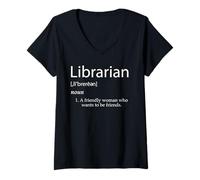Donna Librarian Definition Top Library Costume for Cute Librarians Maglietta con Collo a V