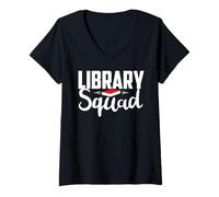 Donna Library Squad Librarian Teacher Student Gifts Ideas Library Maglietta con Collo a V