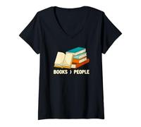 Donna Libri Persone Sarcastico Bookworm Sarcasm Libro Amante Lettura Maglietta con Collo a V