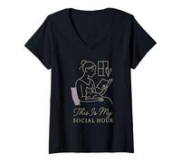 Donna Libro Cat Lady Introvert Tranquillo Tempo Accogliente Lettore Morbido Maglietta con Collo a V
