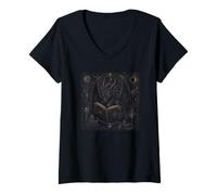 Donna Libro di Lettura del Drago Gothic Romantasy Fantasy Maglietta con Collo a V