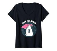 Donna Libro Divertente UFO Take Me Away - Reader Bookaholic Love Books Maglietta con Collo a V