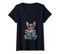 Donna Libro sul bulldog francese come addestrare il tuo Maglietta con Collo a V