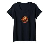 Donna Life Begins After Coffee Funny Bean Splash Design Maglietta con Collo a V