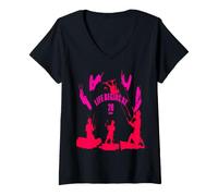 Donna Life Begins at 20 Knots Sagome Rosa Rosso Maglietta con Collo a V