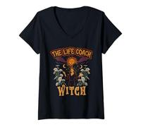 Donna Life Coach Motivatore The Life Coach Witch Halloween Maglietta con Collo a V