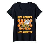 Donna Life di Bee Keeder Moto più Divertente per Gli apicoltori Maglietta con Collo a V