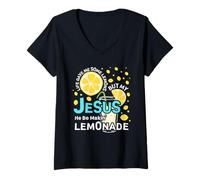 Donna Life Gave Me Some Lemons But My Jesus He Be Making Lemonade Maglietta con Collo a V