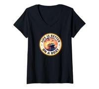 Donna Life Is Better on a Boat, regalo per amanti della nautica Maglietta con Collo a V