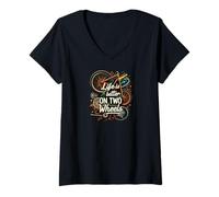 Donna Life Is Better On Two Wheels Bicycle Cycling Bike Rider Maglietta con Collo a V