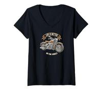 Donna Life Is Better On Two Wheels Classic Motorcycle Biker Maglietta con Collo a V