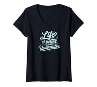 Donna Life Is Better Underwater Scuba Diving Ocean Sea Maglietta con Collo a V