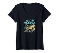 Donna Life Is Better Underwater Sea Turtle Oceans Lover Diving Maglietta con Collo a V