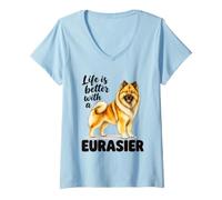Donna Life Is Better with A Eurasier Dog Lover Citazione Maglietta con Collo a V