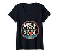 Donna Life Is Cool in The Pool Nuoto Estivo |- Maglietta con Collo a V