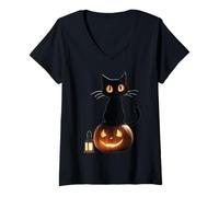 Donna Life is Really Good - Zucca di Gatto di Halloween, per Uomini, Donne, Bambini Maglietta con Collo a V