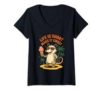 Donna Life Is Short Make It Sweet Cool Possum Gelato Maglietta con Collo a V