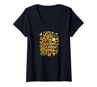 Donna Life is Sweet Keep Bees Beekeeper Honey Bee Lover Maglietta con Collo a V