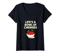 Donna Life's a Bowl of Cherries Funny Fruit Pun Maglietta con Collo a V