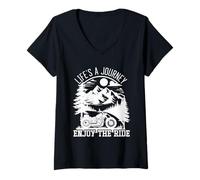 Donna Life's a Journey Enjoy the Ride Moto Vintage Biker Maglietta con Collo a V