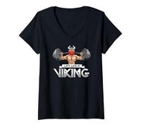 Donna Lift Like a Viking Workout Gym Weightlifter Humor Design Maglietta con Collo a V
