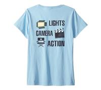 Donna Lights Camera Action - Divertente Regista di Film Maglietta con Collo a V