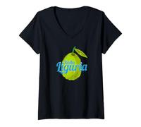 Donna Liguria Retro Olive Italia Souvenir Vintage Maglietta con Collo a V