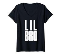 Donna Lil Bro - Fratelli Uomini Bambini Fratello Adulto Maglietta con Collo a V