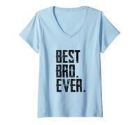 Donna Lil Bro, Little Bro, Best Brother Ever Novelty Graphic Cool Maglietta con Collo a V