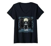 Donna Lilith Tarocchi Gotico Halloween Day of Dead Goddess Maglietta con Collo a V