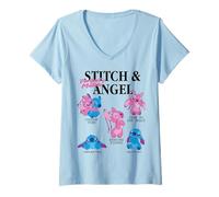 Donna Lilo & Stitch And Angel Perfect Match Valentine Maglietta con Collo a V