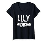 Donna Lily Musicista Costume Gen Z Millennial Music Lily Song Maglietta con Collo a V