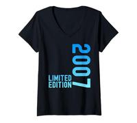 Donna Limited Edition Vintage 2007 Divertente 18° Compleanno 18 Anni Maglietta con Collo a V
