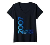 Donna Limited Edition Vintage 2007 Divertente 18° Compleanno 18 Anni Maglietta con Collo a V