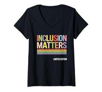 Donna L'inclusione è Importante Supporto educativo Speciale Maglietta con Collo a V