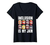 Donna L'inclusione è la mia marmellata SPED Teacher Educazione Speciale Autismo Maglietta con Collo a V