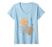 Donna Line Art Basset Hound Minimalist Hush Puppy Dog Maglietta con Collo a V